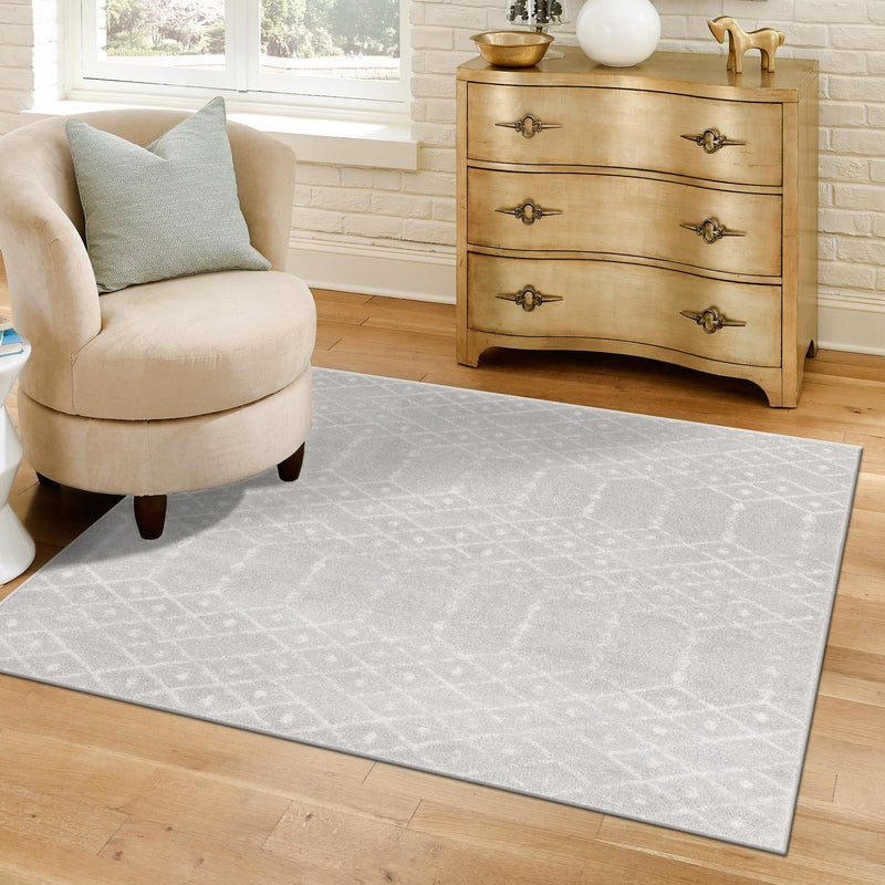 Marrakesh Lattice Collection Area Rug - Casablanca (Light Gray) Square Light Gray lifestyle 104