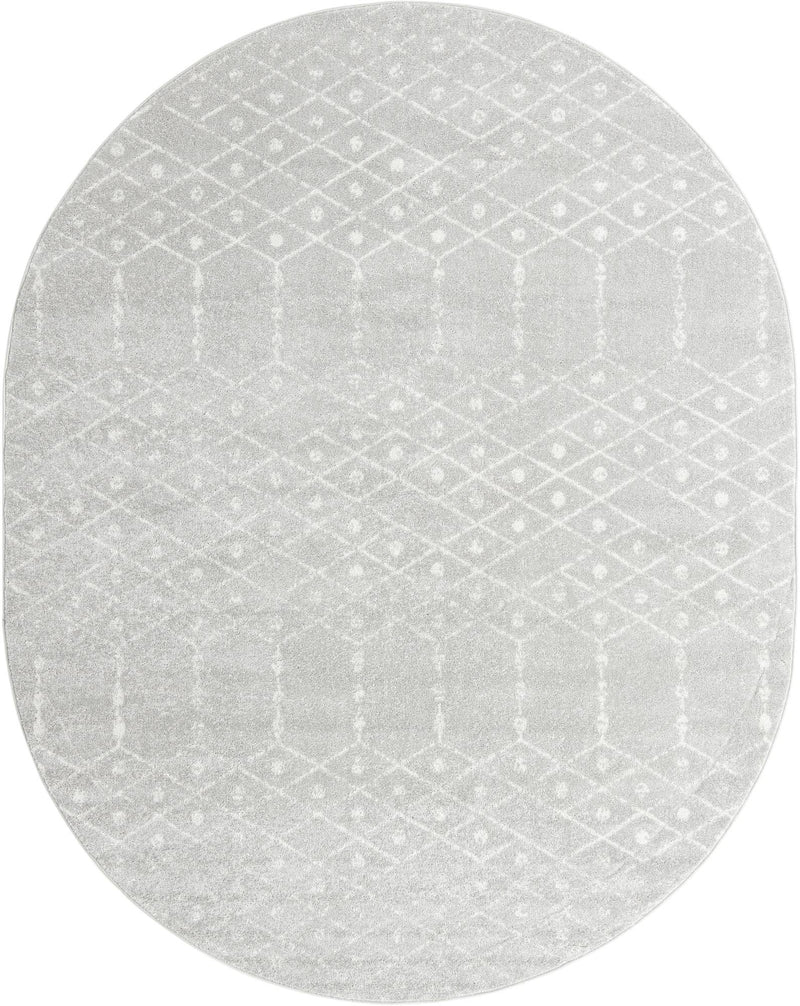 Marrakesh Lattice Collection Area Rug - Casablanca (Light Gray) Oval Light Gray lifestyle 24