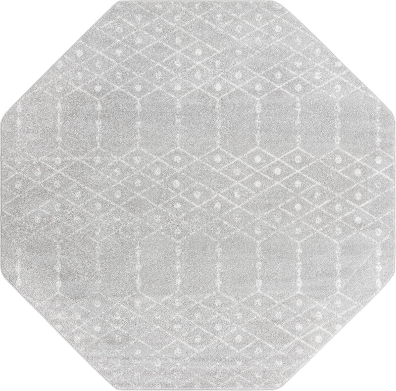 Marrakesh Lattice Collection Area Rug - Casablanca (Light Gray) Octagon Light Gray lifestyle 25