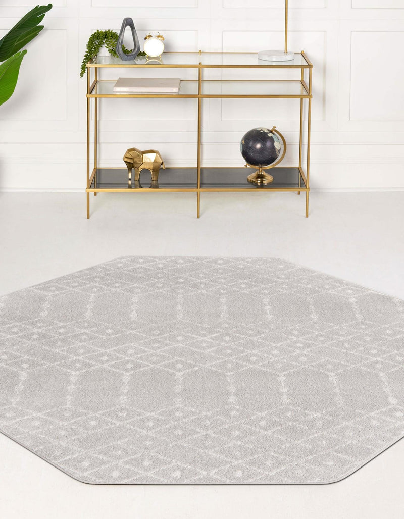 Marrakesh Lattice Collection Area Rug - Casablanca (Light Gray) Octagon Light Gray lifestyle 30