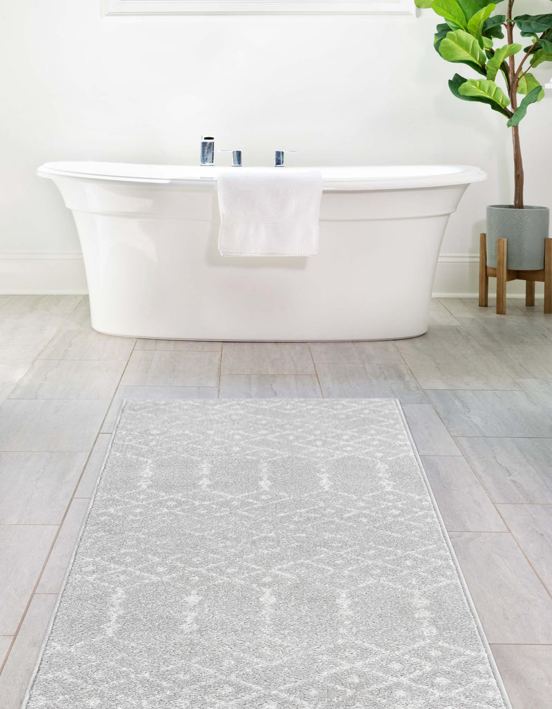 Marrakesh Lattice Collection Area Rug - Casablanca (Light Gray) Runner Light Gray lifestyle 36