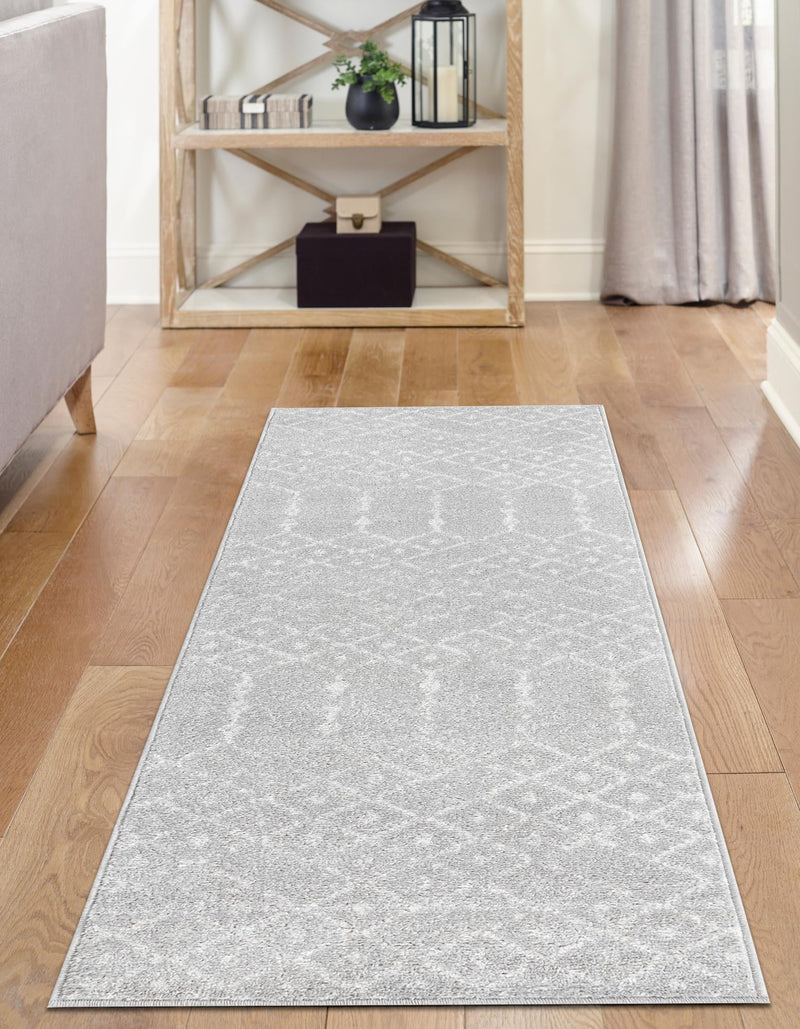Marrakesh Lattice Collection Area Rug - Casablanca (Light Gray) Runner Light Gray lifestyle 42
