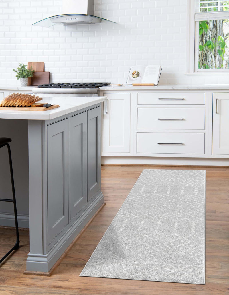Marrakesh Lattice Collection Area Rug - Casablanca (Light Gray) Runner Light Gray lifestyle 44
