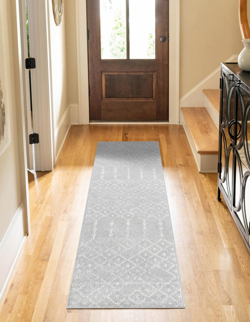 Marrakesh Lattice Collection Area Rug - Casablanca (Light Gray) Runner Light Gray lifestyle 52