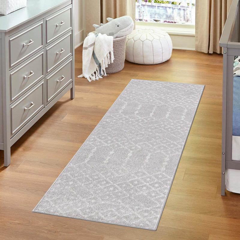 Marrakesh Lattice Collection Area Rug - Casablanca (Light Gray) Runner Light Gray lifestyle 107