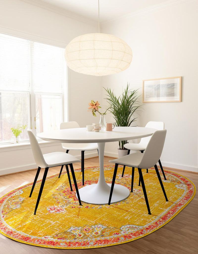Brighton Terrace Collection Area Rug - Hove (Gold) Oval Gold lifestyle 53