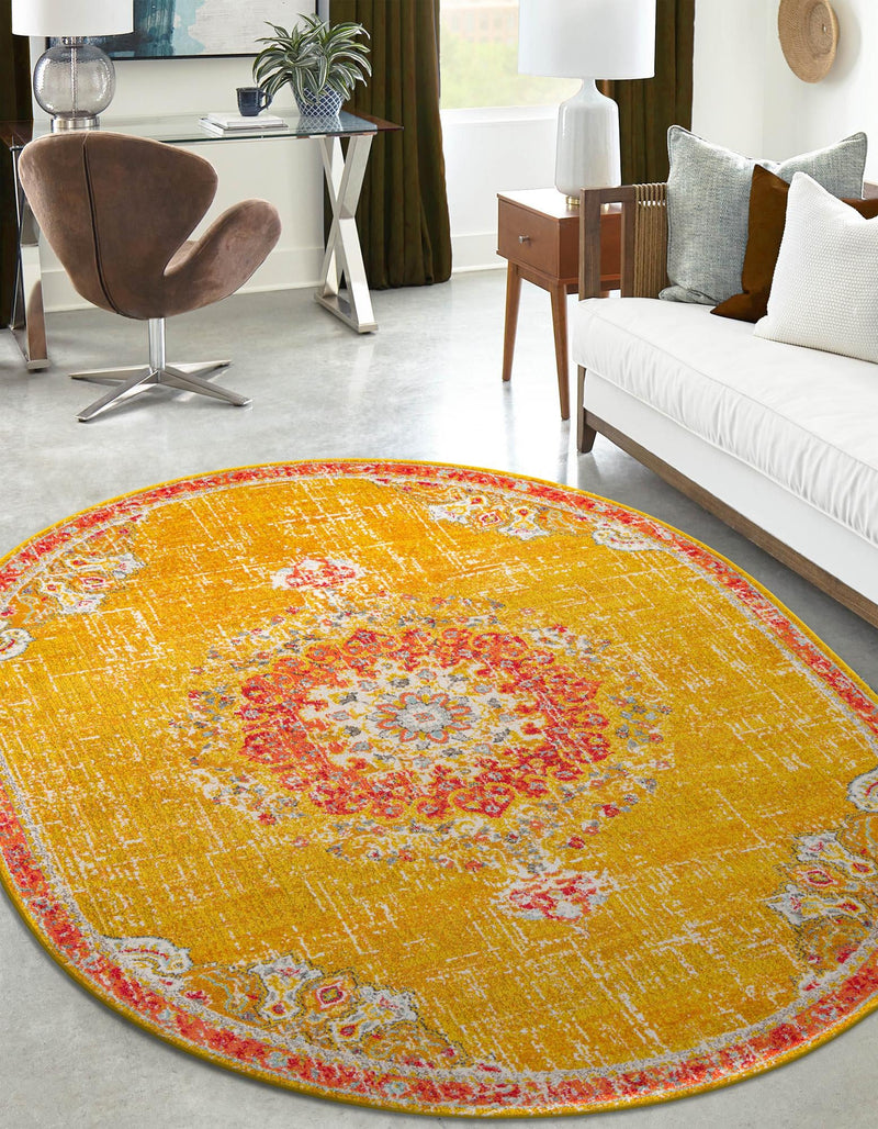 Brighton Terrace Collection Area Rug - Hove (Gold) Oval Gold lifestyle 59