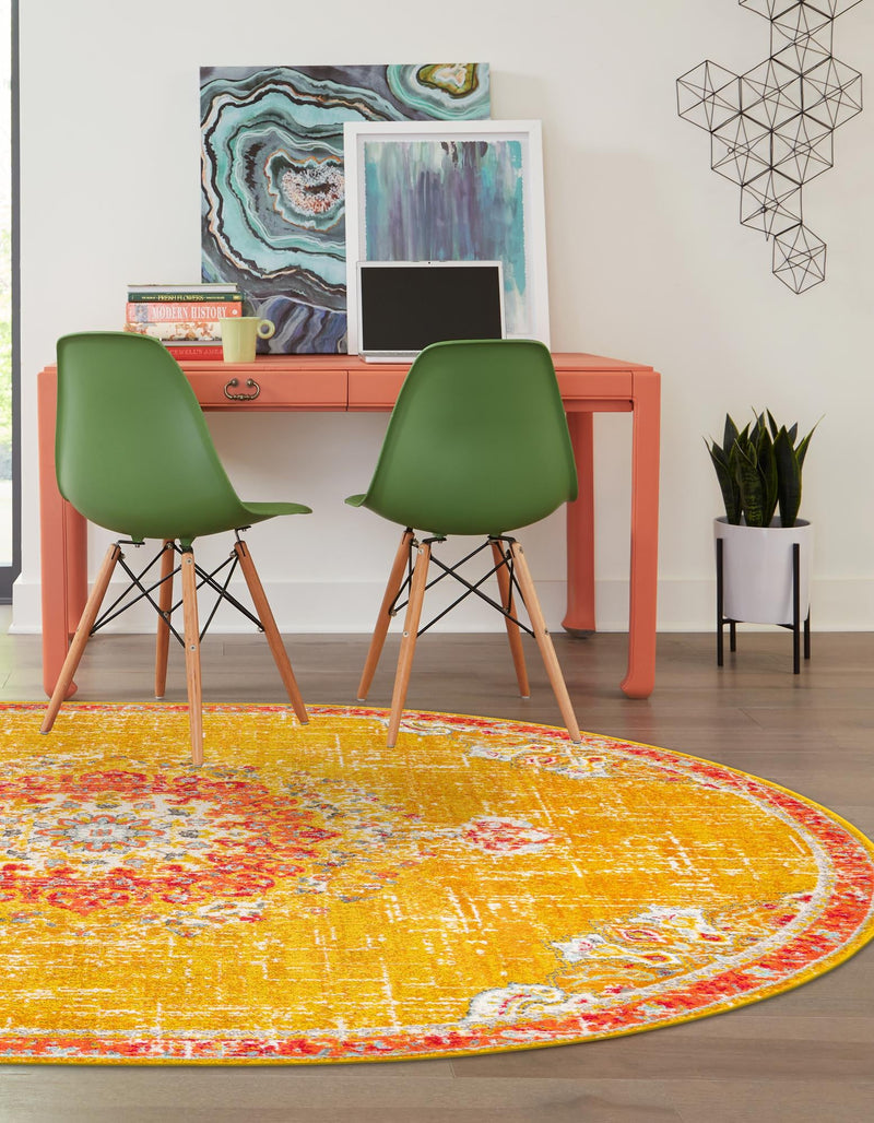 Brighton Terrace Collection Area Rug - Hove (Gold) Oval Gold lifestyle 65