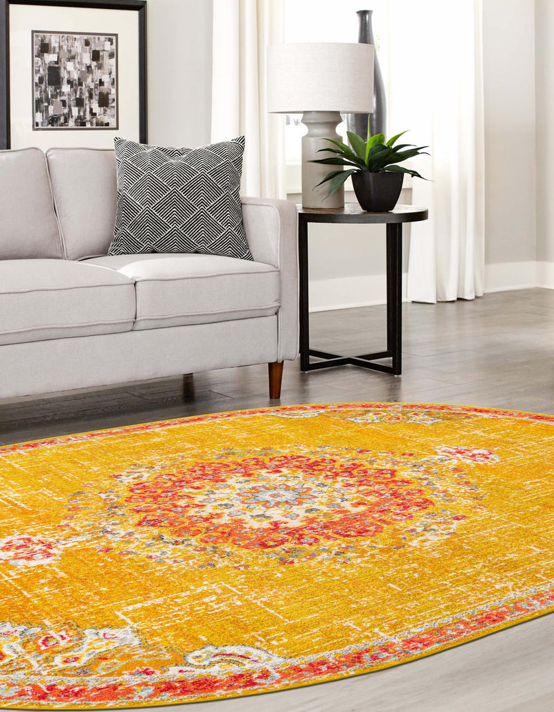 Brighton Terrace Collection Area Rug - Hove (Gold) Oval Gold lifestyle 71