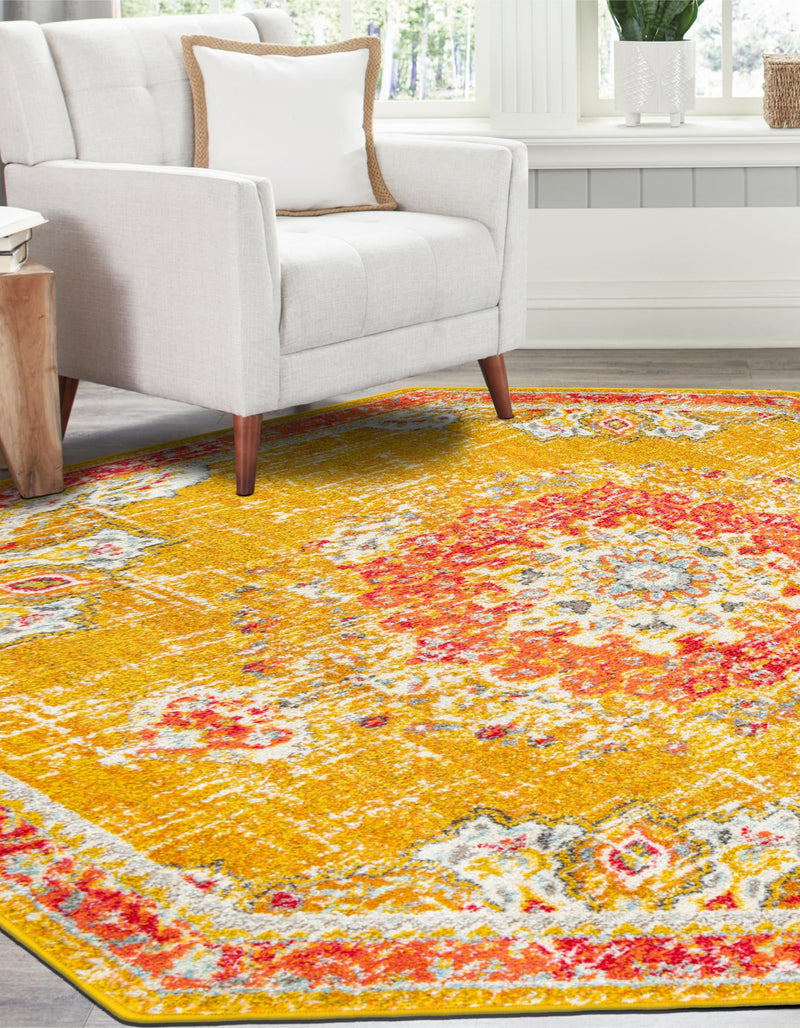 Brighton Terrace Collection Area Rug - Hove (Gold) Octagon Gold lifestyle 66