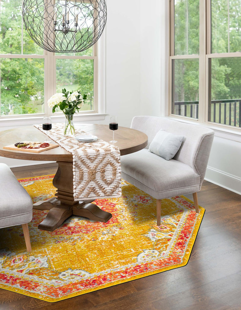 Brighton Terrace Collection Area Rug - Hove (Gold) Octagon Gold lifestyle 72
