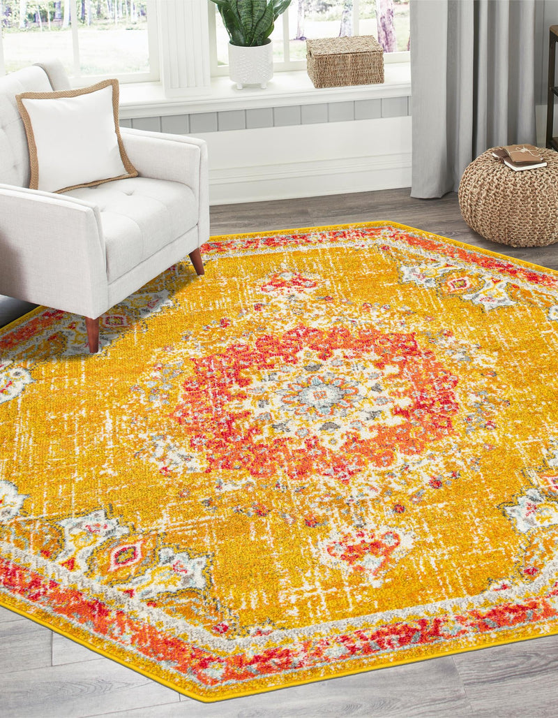 Brighton Terrace Collection Area Rug - Hove (Gold) Octagon Gold lifestyle 78