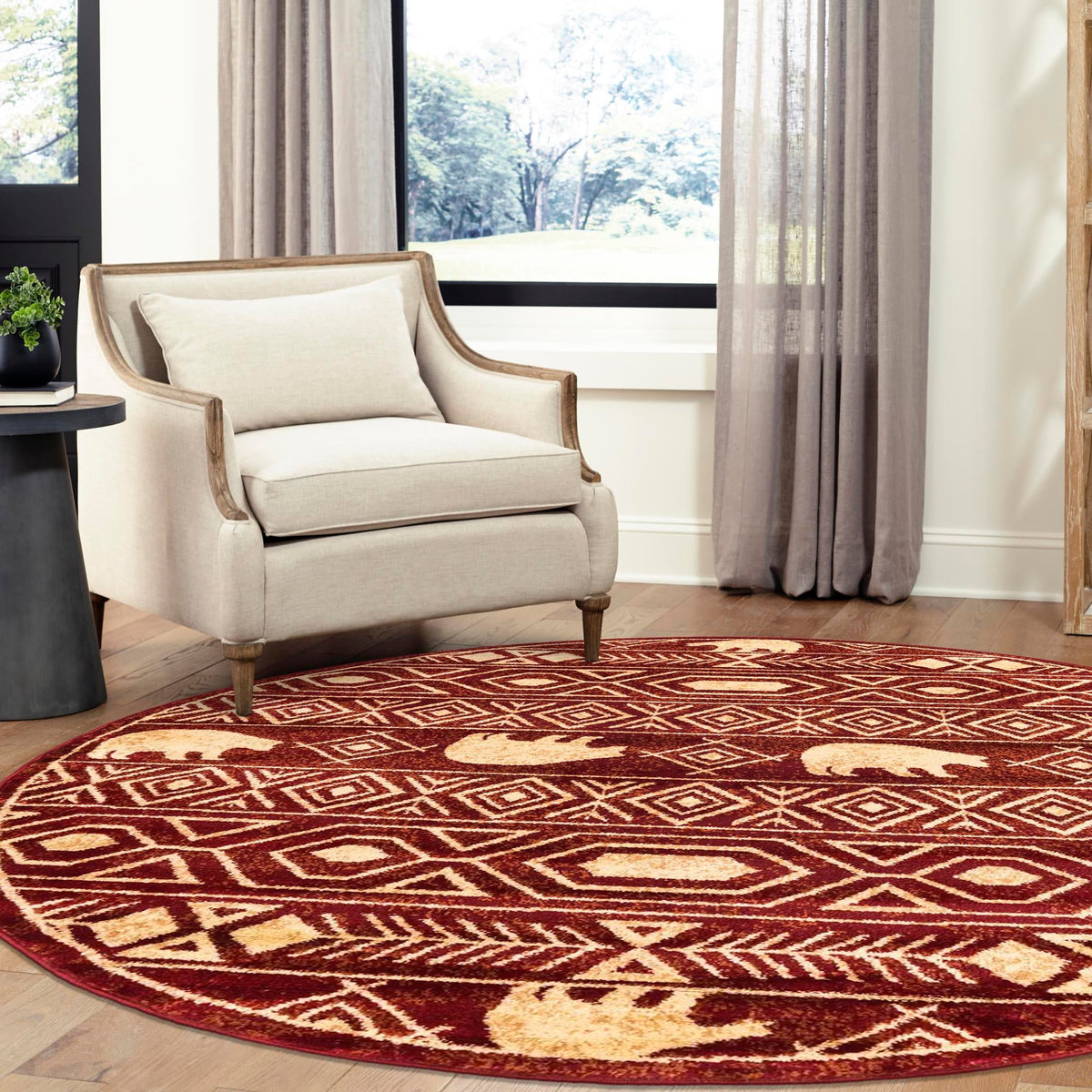 Frontier Trails Collection Area Rug - Sedona Round Red lifestyle 63