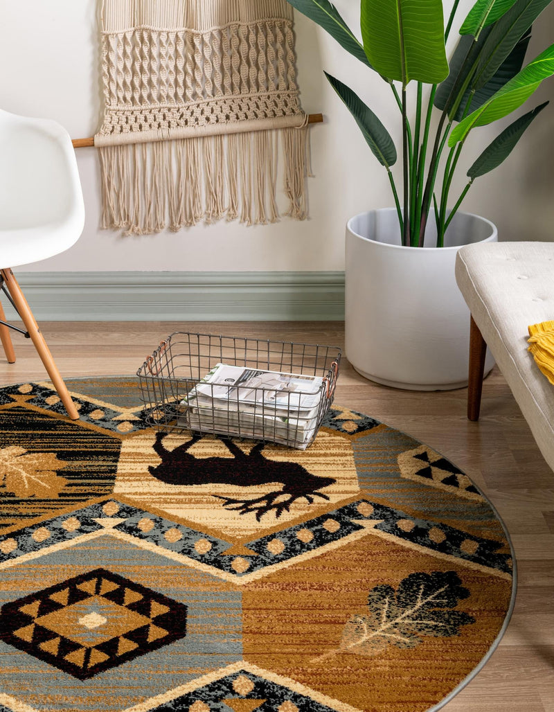 Frontier Trails Collection Area Rug - Mesa Round Blue lifestyle 27