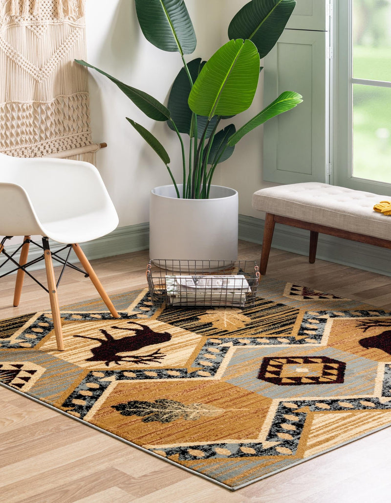Frontier Trails Collection Area Rug - Mesa Square Blue lifestyle 28