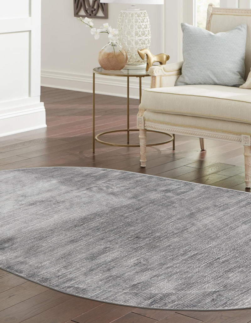 Bloomsbury Elegance Collection Area Rug - Kensington (Gray) Oval Gray lifestyle 27