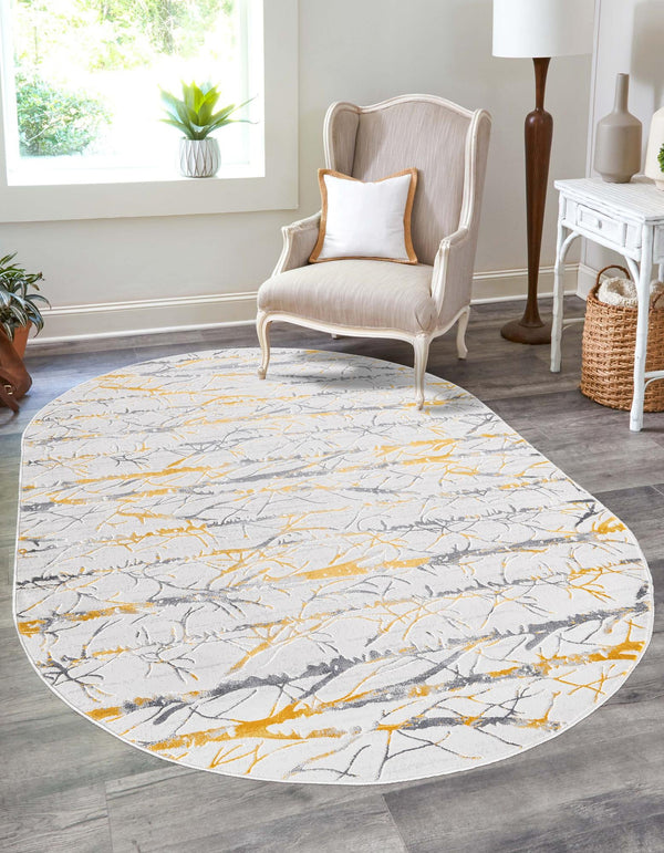 Bloomsbury Elegance Collection Area Rug - Soho Oval Yellow and Gray lifestyle 50