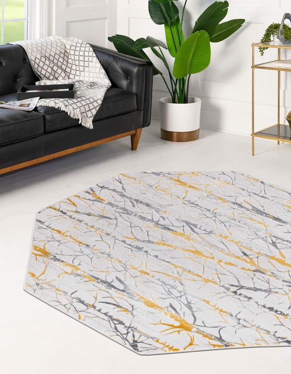 Bloomsbury Elegance Collection Area Rug - Soho Octagon Yellow and Gray lifestyle 70