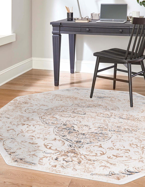 Kensington Collection Area Rug - Chelsea Octagon Ivory lifestyle 15