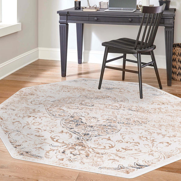 Kensington Collection Area Rug - Chelsea Octagon Ivory lifestyle 60