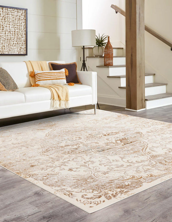 Kensington Collection Area Rug - Chelsea Square Cream lifestyle 18