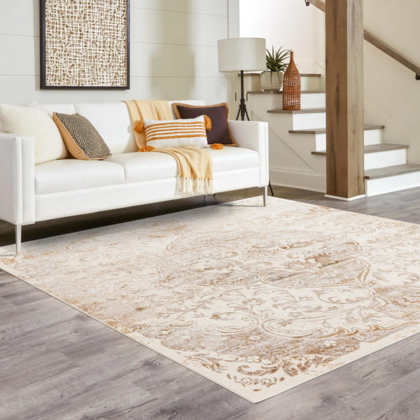 Kensington Collection Area Rug - Chelsea Square Cream lifestyle 62