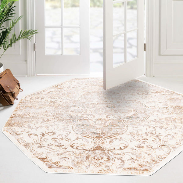 Kensington Collection Area Rug - Chelsea Octagon Cream lifestyle 57