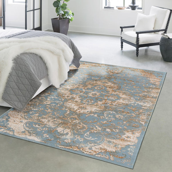 Kensington Collection Area Rug - Chelsea Rectangle Teal lifestyle 12