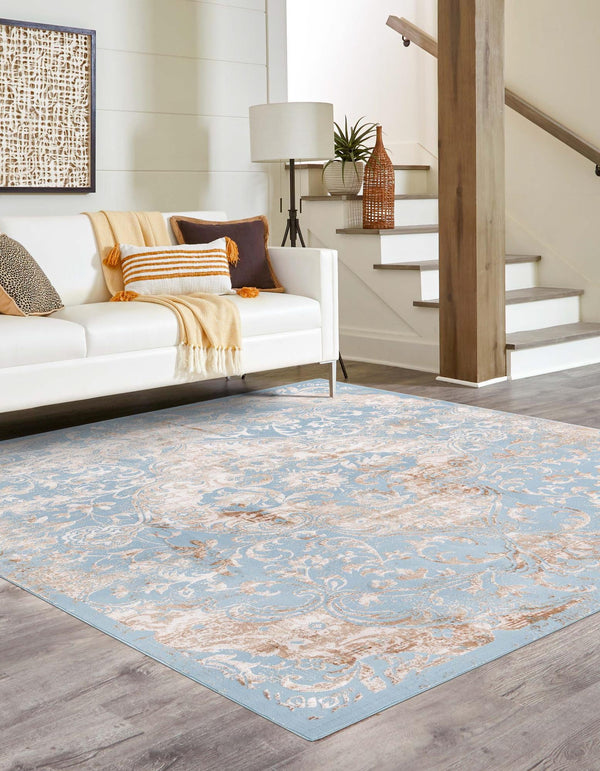 Kensington Collection Area Rug - Chelsea Square Teal lifestyle 21