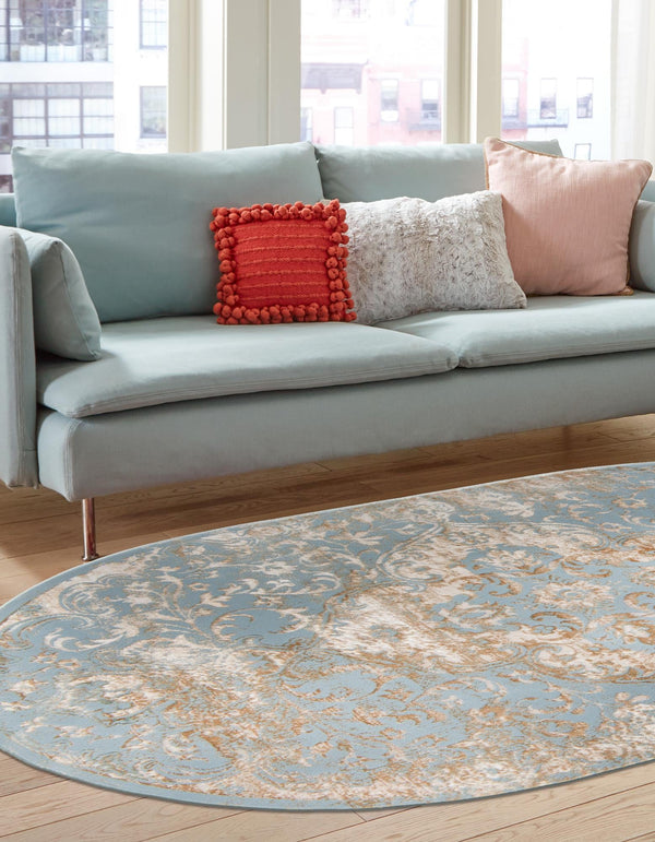 Kensington Collection Area Rug - Chelsea Oval Teal lifestyle 22
