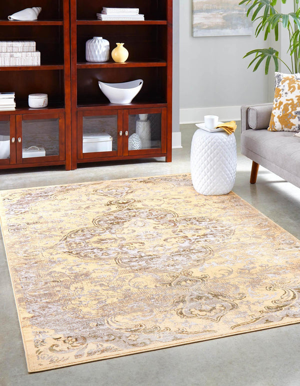 Kensington Collection Area Rug - Chelsea Rectangle Yellow lifestyle 2