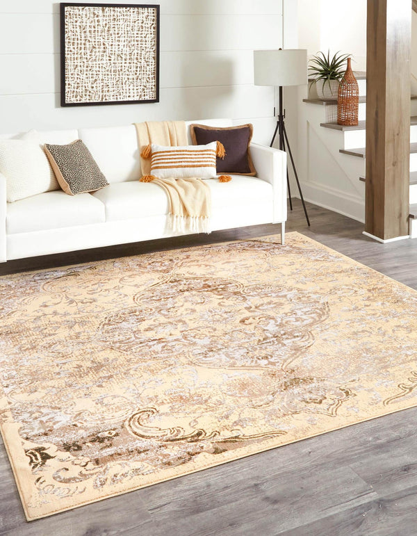 Kensington Collection Area Rug - Chelsea Square Yellow lifestyle 10