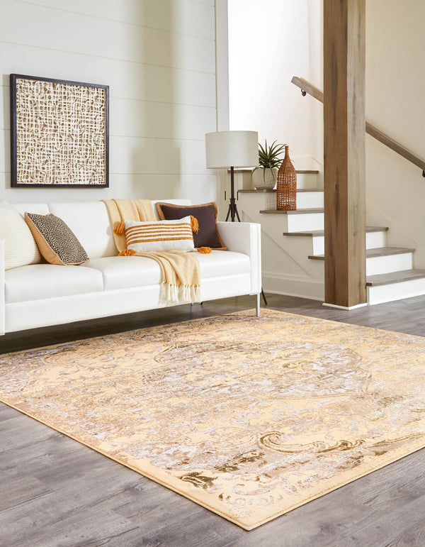 Kensington Collection Area Rug - Chelsea Square Yellow lifestyle 23