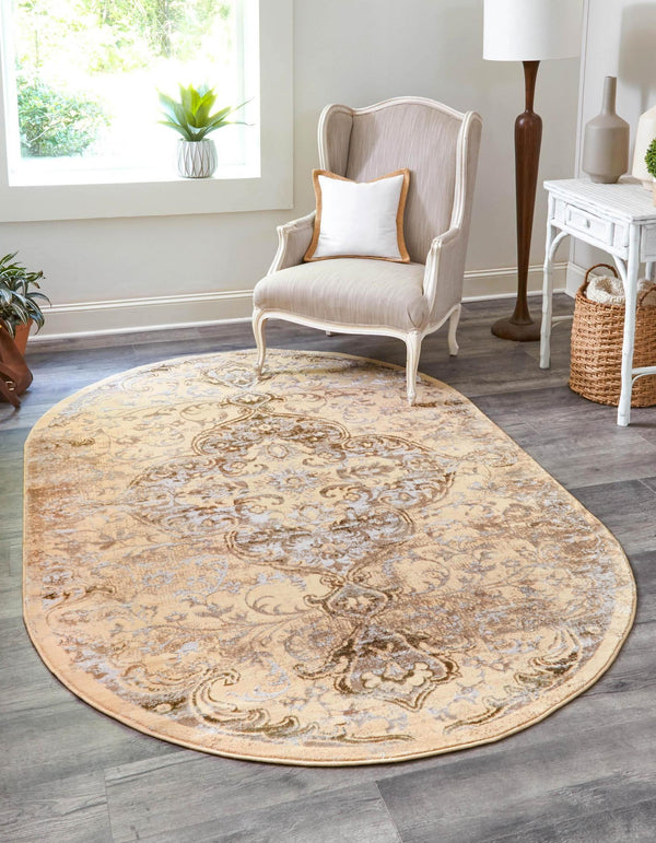 Kensington Collection Area Rug - Chelsea Oval Yellow lifestyle 12