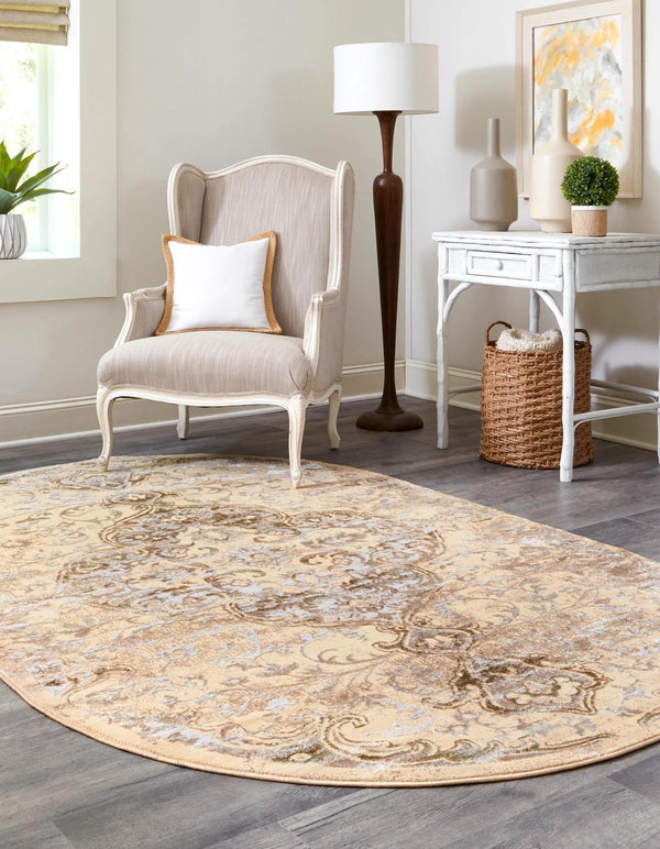 Kensington Collection Area Rug - Chelsea Oval Yellow lifestyle 25