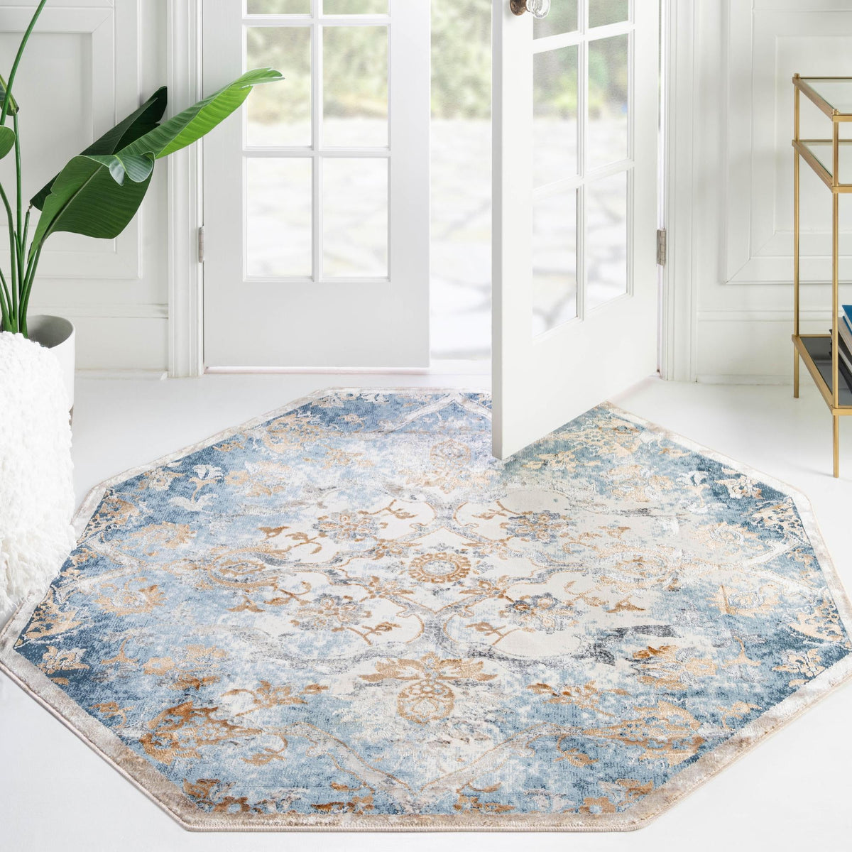 Kensington Collection Area Rug - Mayfair Octagon Blue lifestyle 43