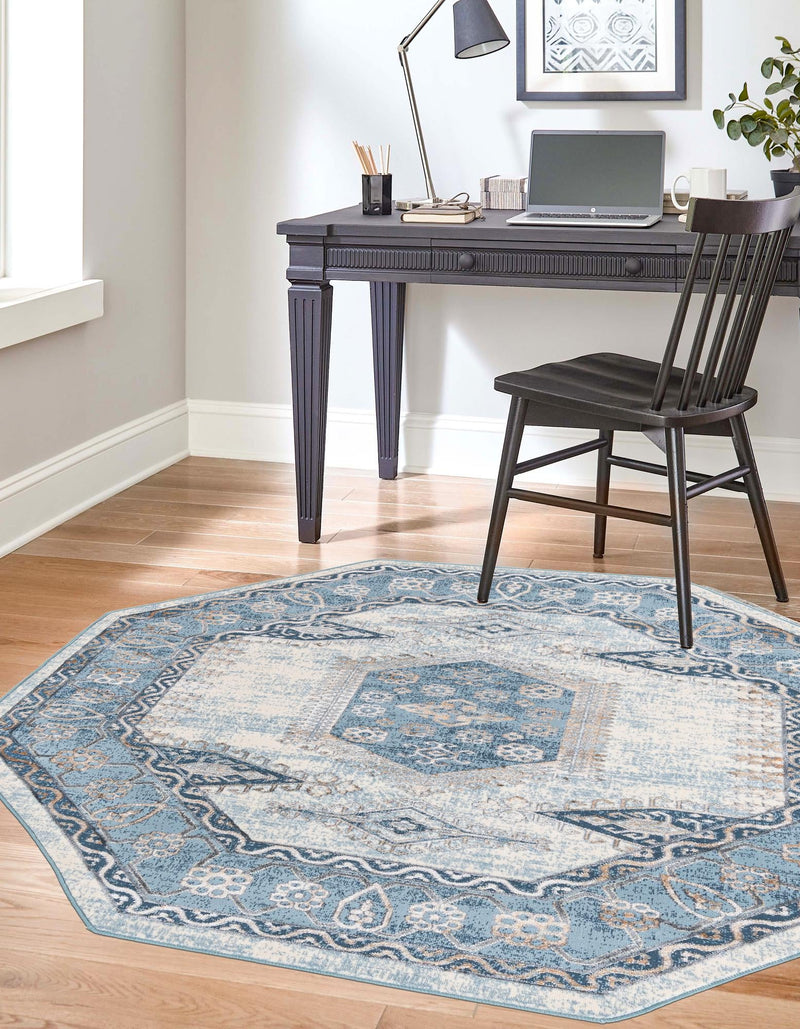 Kensington Collection Area Rug - Notting Octagon Blue lifestyle 4