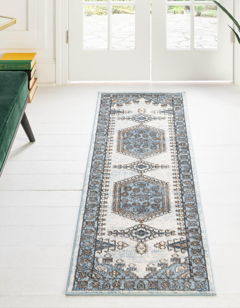 Kensington Collection Area Rug - Notting Runner Blue lifestyle 2