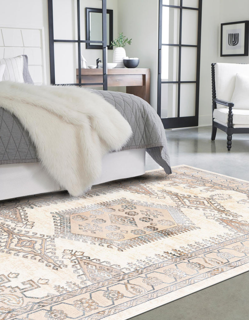Kensington Collection Area Rug - Notting Rectangle Ivory lifestyle 2