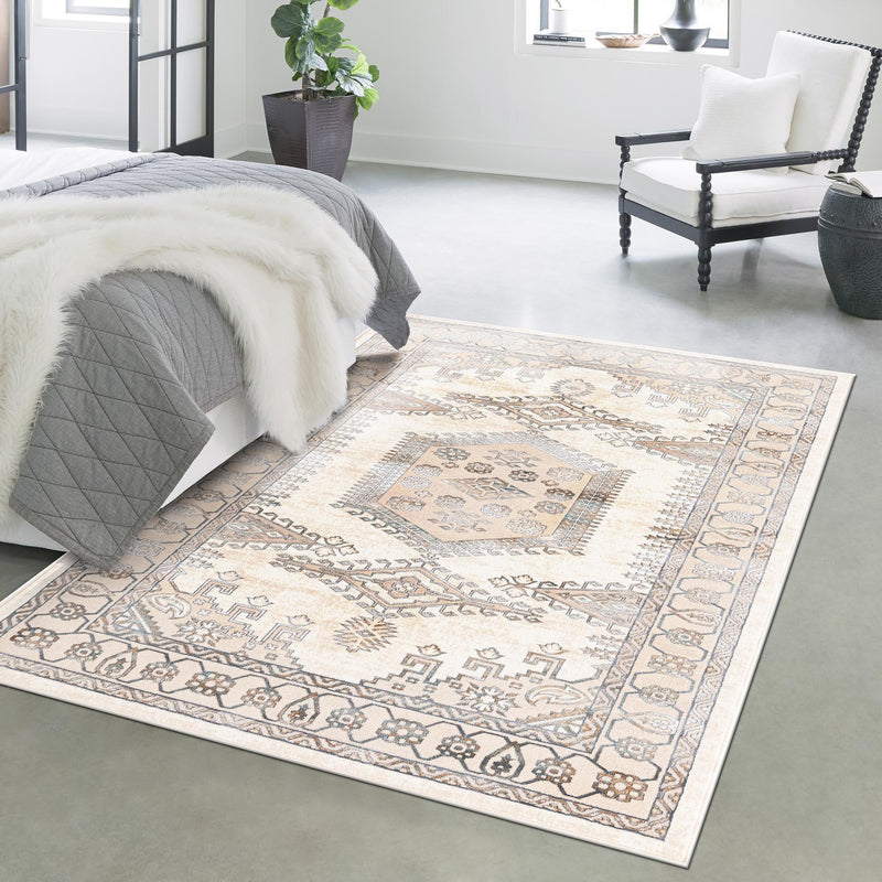Kensington Collection Area Rug - Notting Rectangle Ivory lifestyle 3
