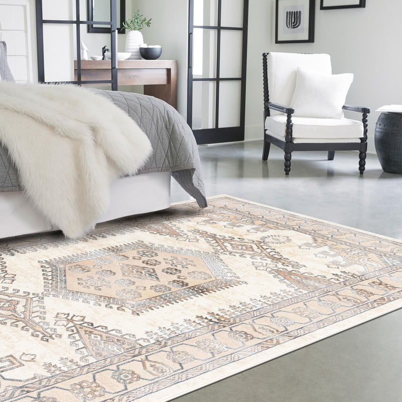 Kensington Collection Area Rug - Notting Rectangle Ivory lifestyle 4