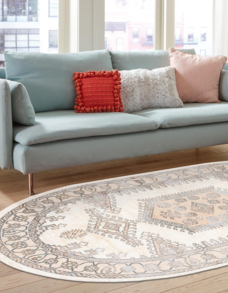Kensington Collection Area Rug - Notting Oval Ivory lifestyle 8