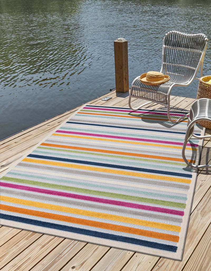 Bahama Breeze Outdoor Collection Area Rug - Exuma Rectangle Gray lifestyle 8