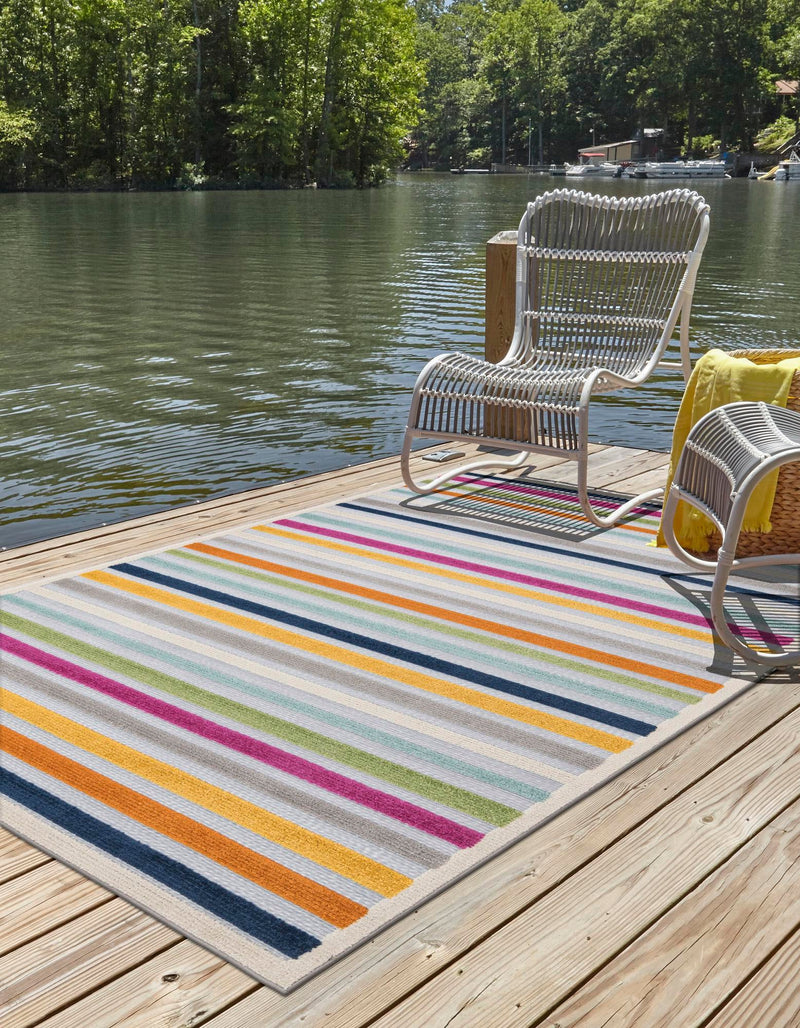Bahama Breeze Outdoor Collection Area Rug - Exuma Rectangle Gray lifestyle 12