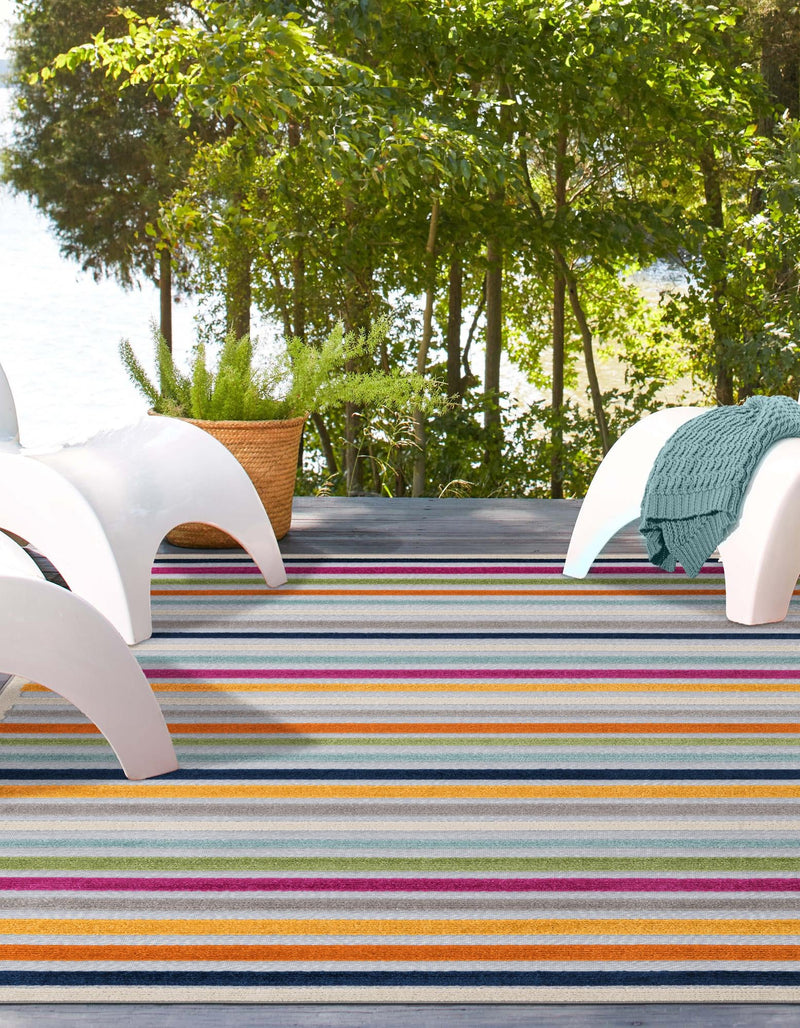 Bahama Breeze Outdoor Collection Area Rug - Exuma Rectangle Gray lifestyle 30