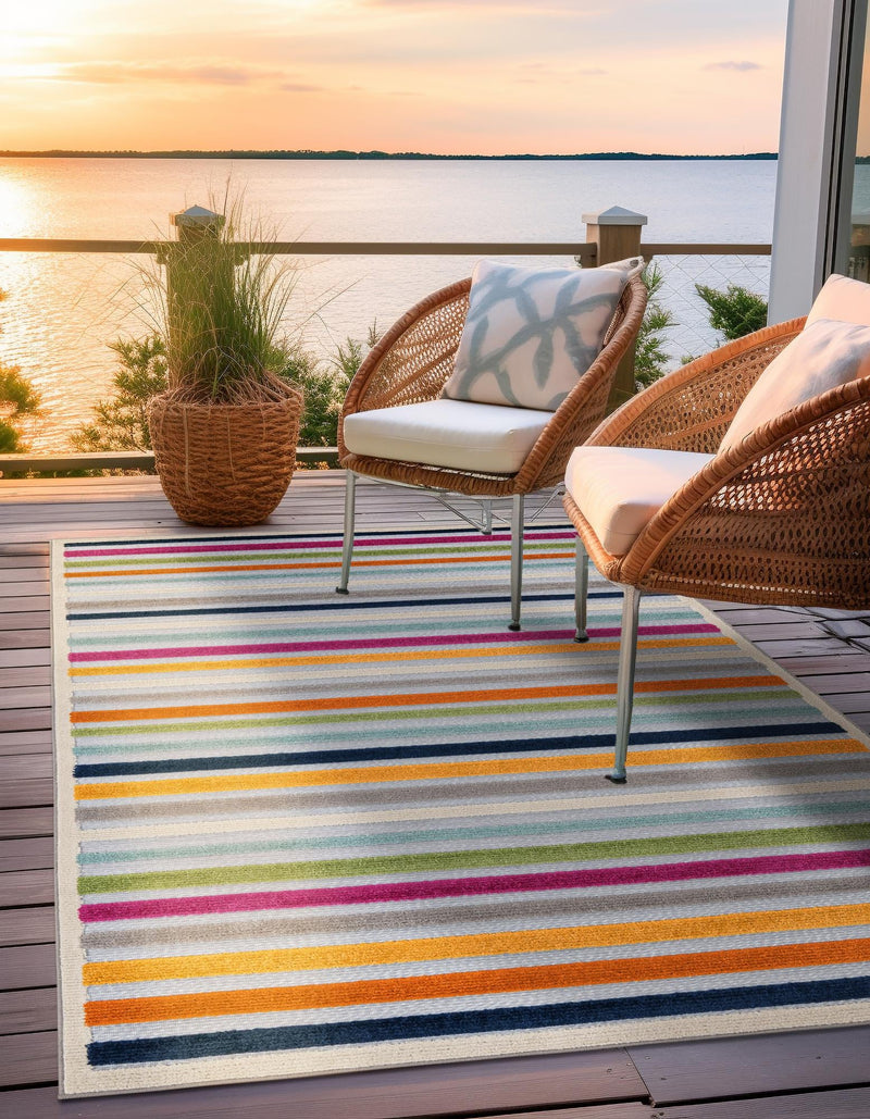 Bahama Breeze Outdoor Collection Area Rug - Exuma Rectangle Gray lifestyle 38