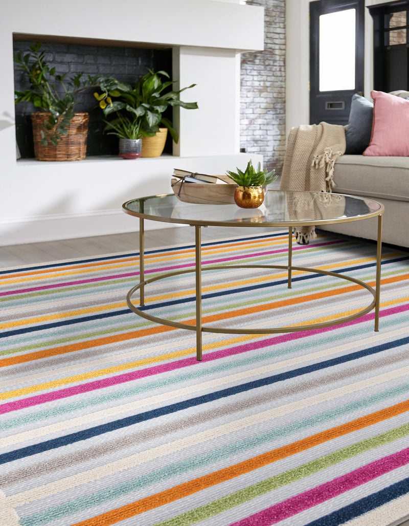 Bahama Breeze Outdoor Collection Area Rug - Exuma Square Gray lifestyle 123