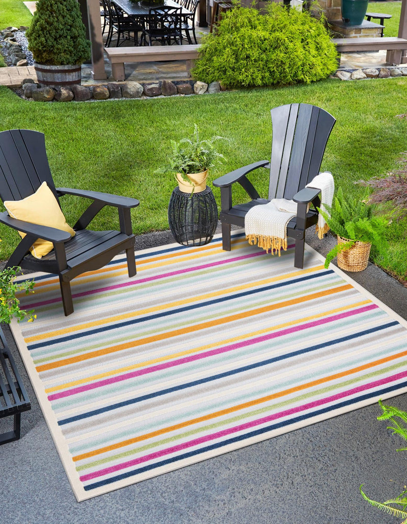 Bahama Breeze Outdoor Collection Area Rug - Exuma Square Gray lifestyle 153