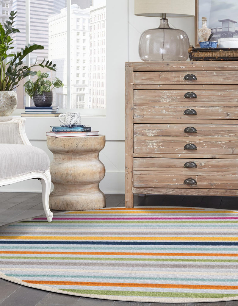 Bahama Breeze Outdoor Collection Area Rug - Exuma Round Gray lifestyle 164