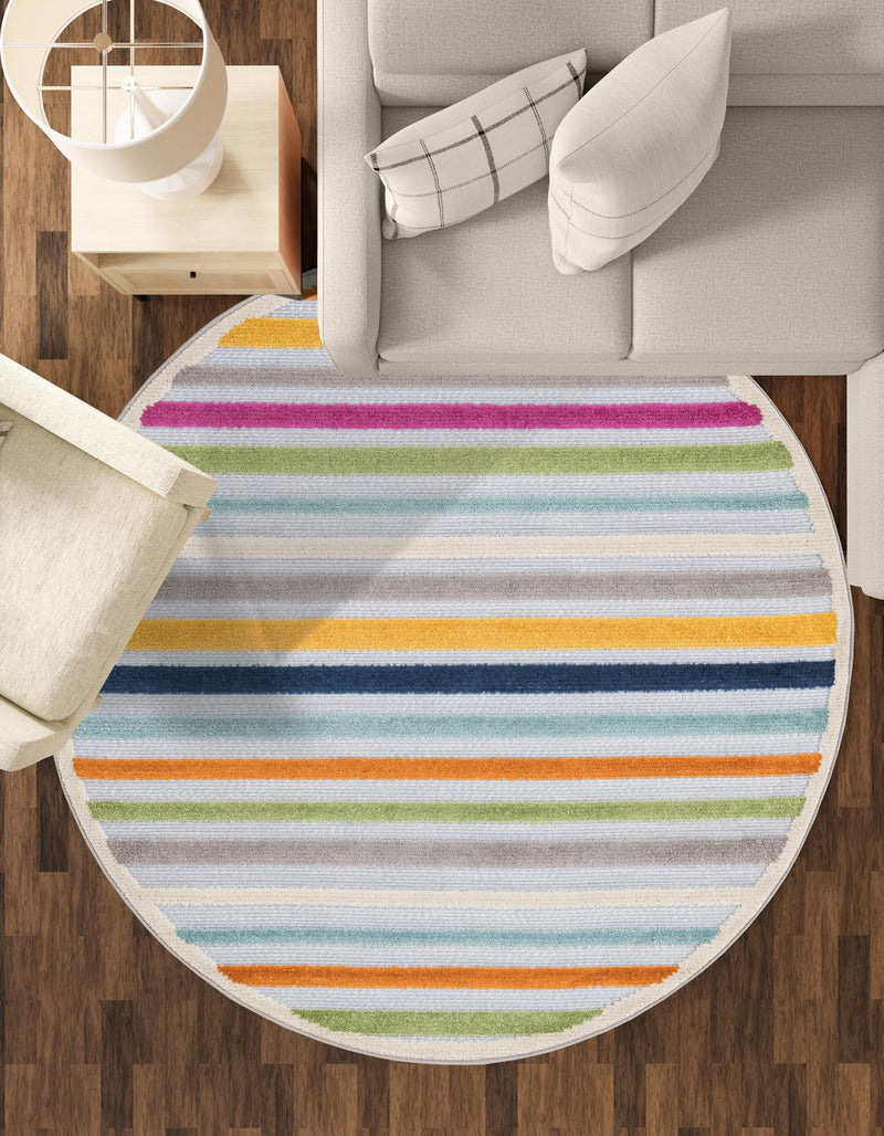 Bahama Breeze Outdoor Collection Area Rug - Exuma Round Gray lifestyle 184
